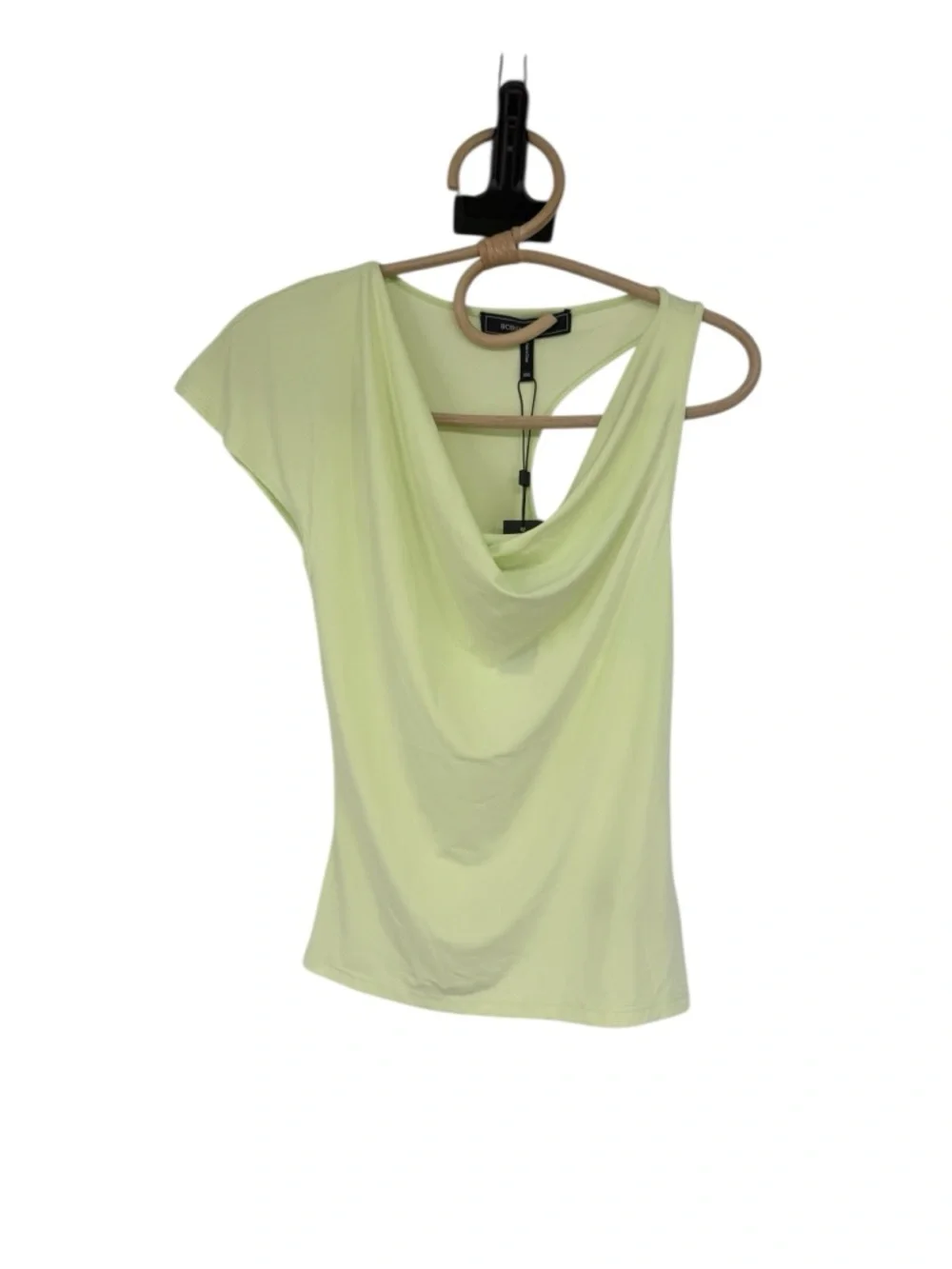 BCBGMAXAZRIA Jade Green Cowl Neck Party Statement Top NEW $98 XXS One Shoulder - Picture 6 of 15